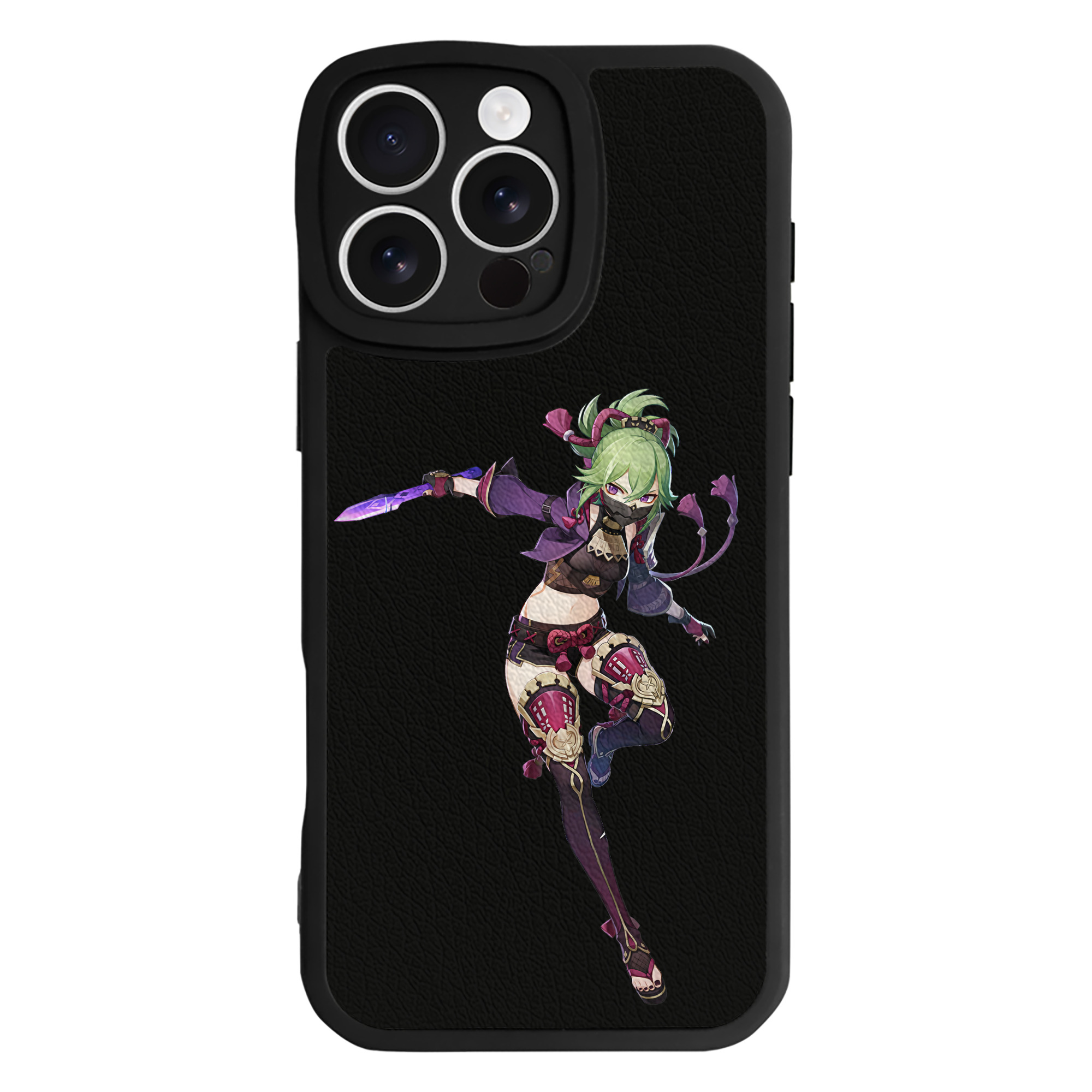 げんし神  久岐忍 くき しのぶ genshin Kuki Shinobu 【iPhone 16シリーズ対応】シリコンスマホケース（レザー調） 材質：シリコン